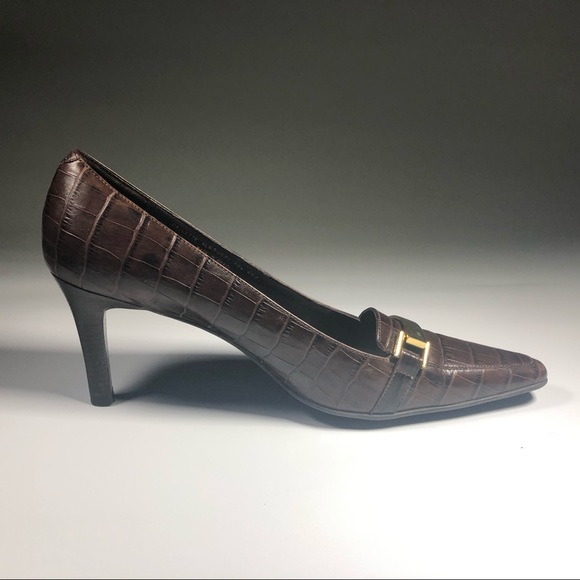 Lauren Ralph Lauren Brown Pump Alligator Print - Picture 5 of 8